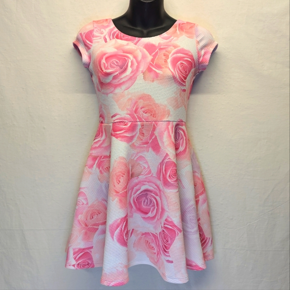 est.1989 Place Floral Roses Print Dress Pink & White